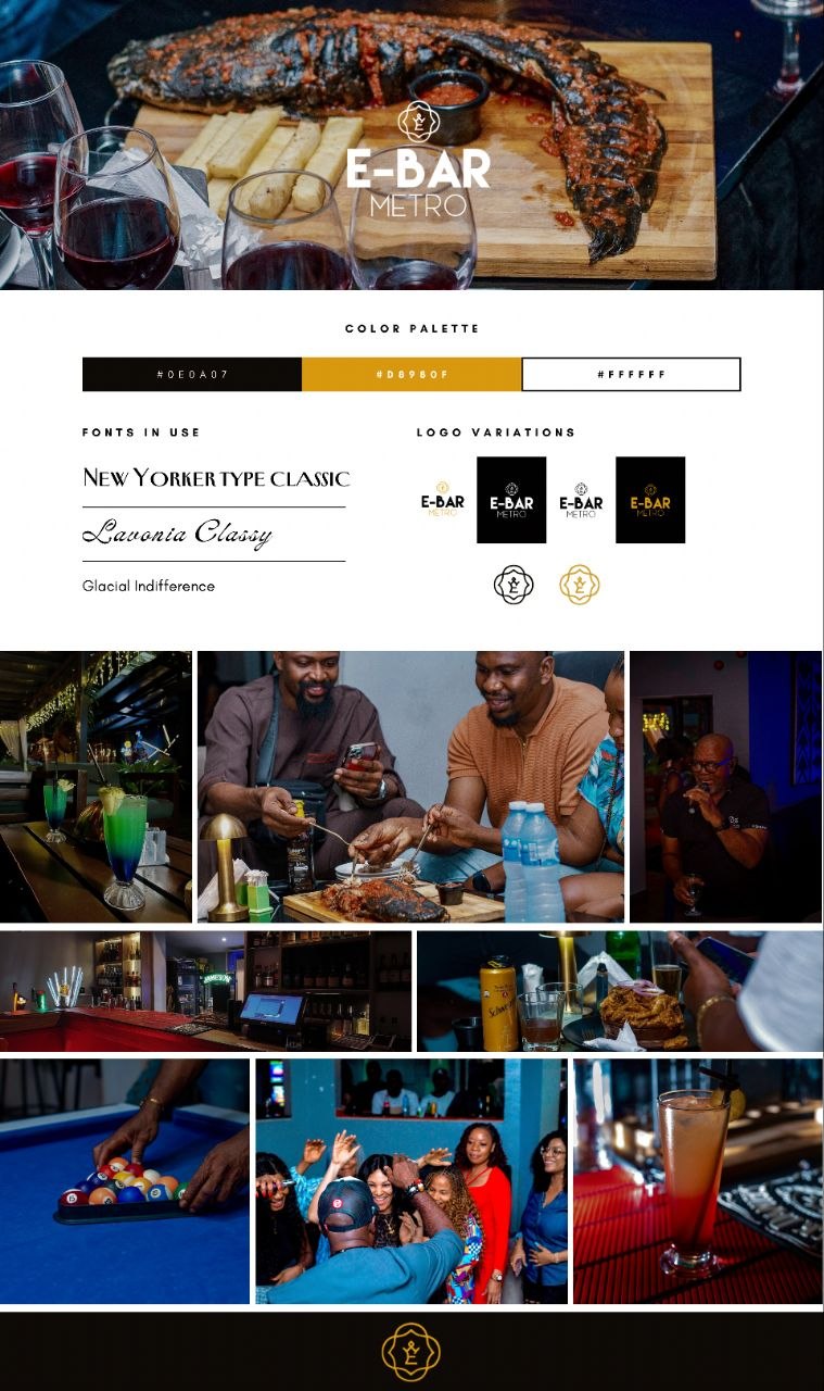 E-Bar brand guideline board, color palette