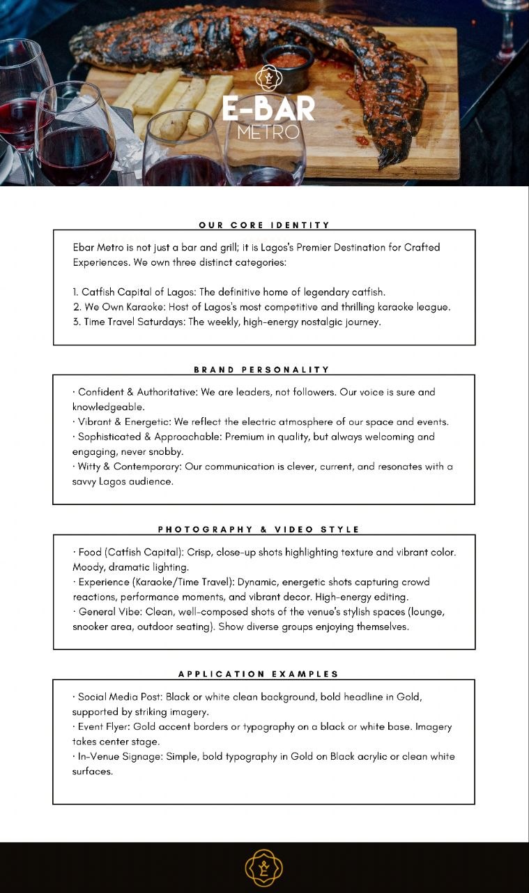 E-Bar brand guideline board, brand personality